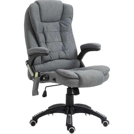 CHICFURN Fauteuil de bureau ergonomique massant 67 x 74 x 116-126 cm polyester gris réglable (1/5)