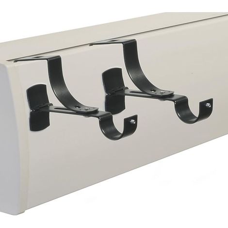 Lot de 2 Supports de Tringle à Rideaux Geko Noir sans perçage pour Coffre de volet Roulant à rainure Diamètre 28 mm - Fixation réglable (1/4)