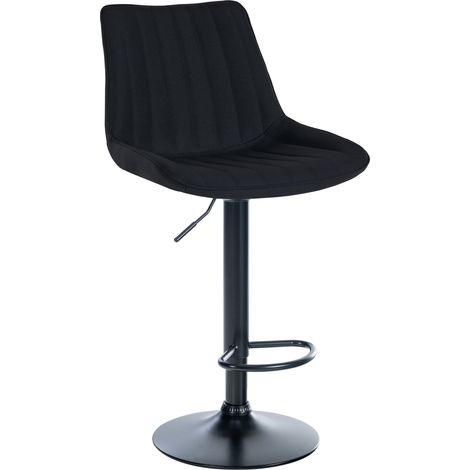 Sgabello da bar x1 regolabile in altezza girevole a 360° seduta in tessuto nero con cuciture verticali base in metallo nero 100006042