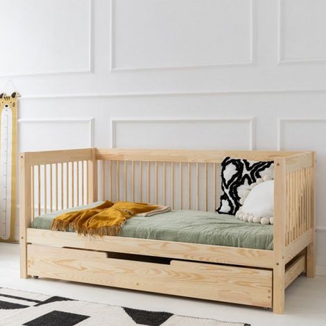 Panca lettino 70x140 con rete a doghe e cassetto inclusi Perrine Bois (1/3)