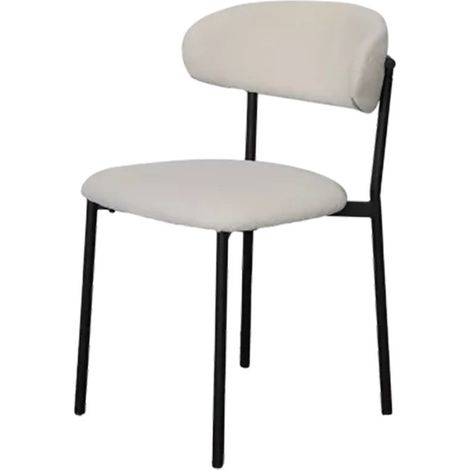 Chaise bouclette blanc structure métal noir (1/5)