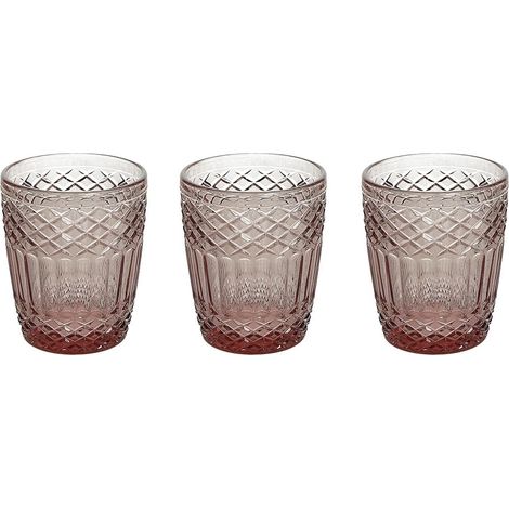 lot de 3 verres 300 cc, verre, rose (1/2)