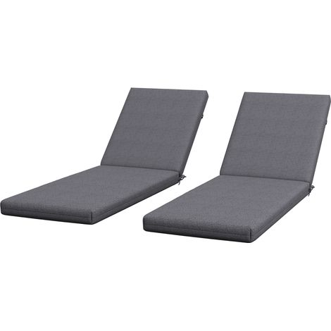 Outsunny Set 2 Cuscini Esterni per Sedie in Poliestere e Cotone Grigio