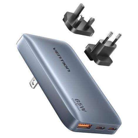 Cargador de Pared Universal GaN para Viaje Vention FCBH0/ 2xUSB Tipo-C/ 1x USB/ 65W