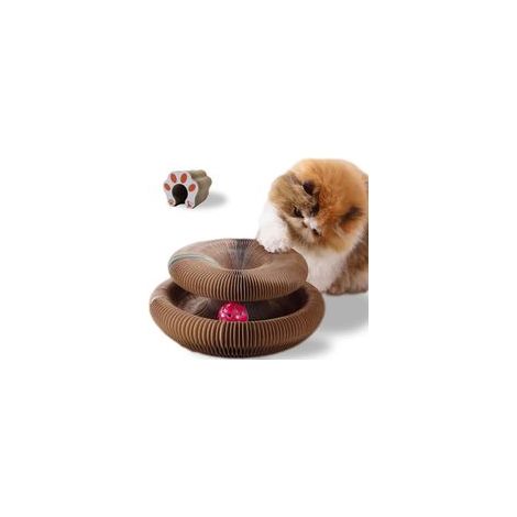 Un rascador para gatos con bola plegable, de diseño plegable para favorecer el desarrollo de garras sanas, incluye una bola y un cascabel. Un juguete diseñado específicamente para gatos - Crezuo