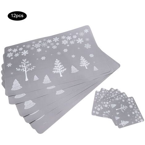 Posavasos con estampado navideño para tazas de té, 12 piezas, posavasos, tetera, manteles individuales, manteles de mesa, decoración (1/5)