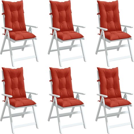 Cojines silla respaldo alto 6 uds tela rojo melange 120x50x7 cm