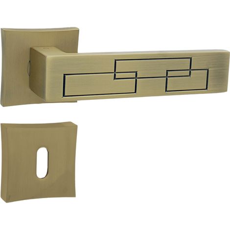 DOMINO Poignée de porte MAYA QR M3 Matt BB Poignée avec rosace BB pour clé Bronze mat (1/5)