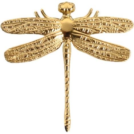 JSSEVN - Brass Dragonfly Furniture Handles, Vintage Cabinet Knobs, Drawer Knobs, Decoration for Door, Wardrobe, Bedroom, Home (1/4)