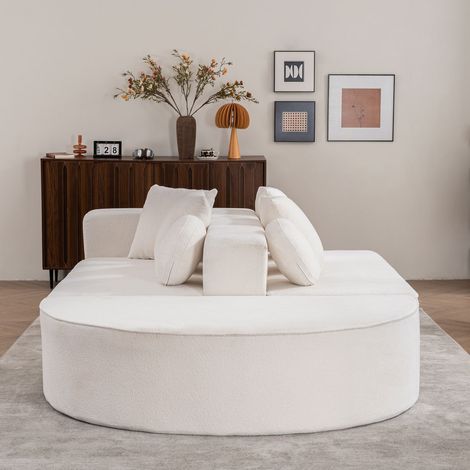 Canapé modulable 5 places blanc en chenille, canapé nuage en mousse, convertible en couchage, 263 x 171 x 66 cm, sans montage (1/5)