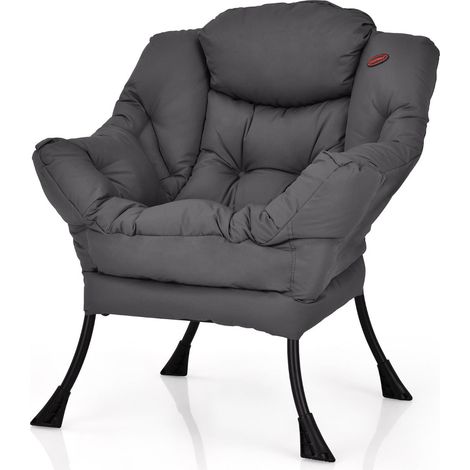 Sillón moderno 75 x 81 x 94,5 cm asiento ergonómico y acolchado diseño elegante en tejido de poliéster gris 200011265