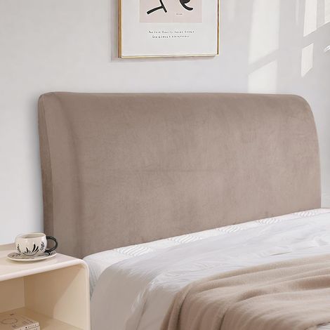 Velours Housses De Tête De Lit, Extensible Housse De Protection De Tête De Lit, Anti-Poussière, Couleur Unie, Moderne, Lavable, Utilisé sur La Plupart des Têtes De Lit(150cm,Kaki) (1/5)