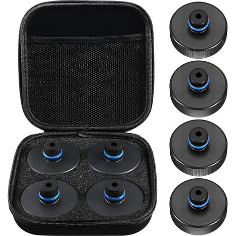 Lot de 4 disques de levage en caoutchouc bleu pour Model 3 / Y/S/X - Accessoires de levage de voiture avec sac de rangement (1/5)