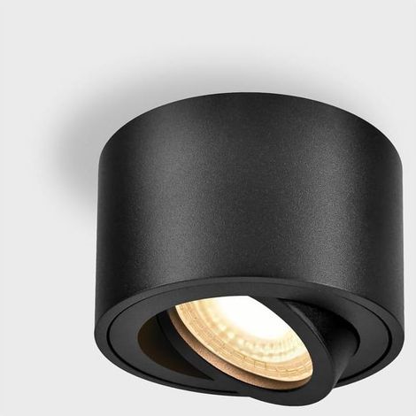 1x Spots de Plafond Noir - Ø75x55mm - Spot en saillie Orientable - 10W 3000K - Module LED 220V Inclus - Aluminium LED Plafonnier Spot (1/5)