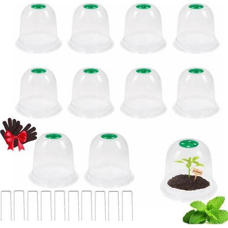 10-Piece Garden Cloches, Transparent PVC, Adjustable Valve, Frost and Wind Protection, for Vegetables and Flowers (1/5)