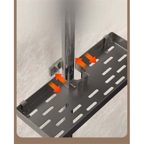 Étagère de Douche Sans Perçage, Porte-Savon Aluminium avec Plateau pour Gel Douche, Installation Facile, Convient aux Tubes de 22-25mm (1/4)