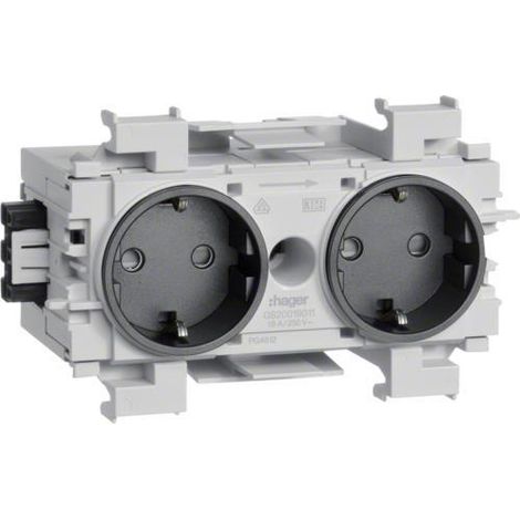 enchufe de pared Hager gs20019011 2 tomas IP20