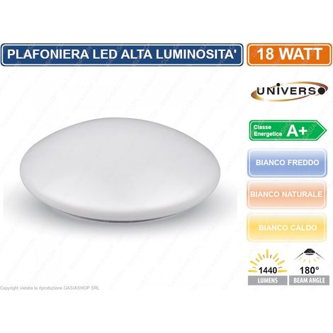 PLAFONIERA CIRCOLARE A LED 18W 1440 LUMEN MONTAGGIO A SOFFITTO - Colore Luce:Bianco Freddo