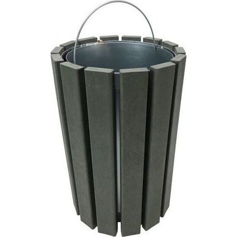 Poubelle Ronde à Bac Extérieur 70L Escapade Gris Hauteur 85cm - A398130 (1/2)