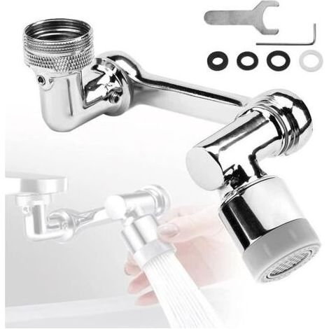 (Argent)Filtre Anti-éclaboussures - Universel - Robinet Rotatif 1080° - Cuivre - Argent - Économie d'eau (1/4)