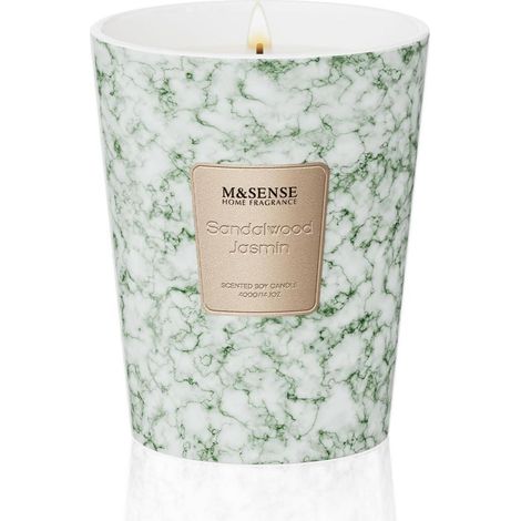 Duftkerze Sandelholz Jasmin 400g mit 2 Dochten Natürliches Sojawachs Entspannend