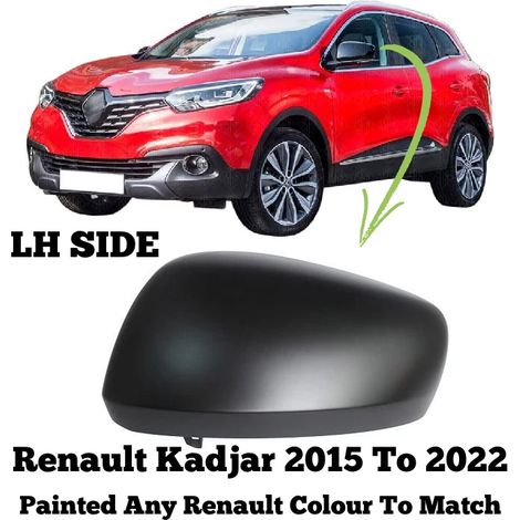 Capuchon de rétroviseur de protection en ABS haute résistance, couvercle de boîtier de rétroviseur latéral pour Kadjar 2015-2022 Noir (Gauche)
