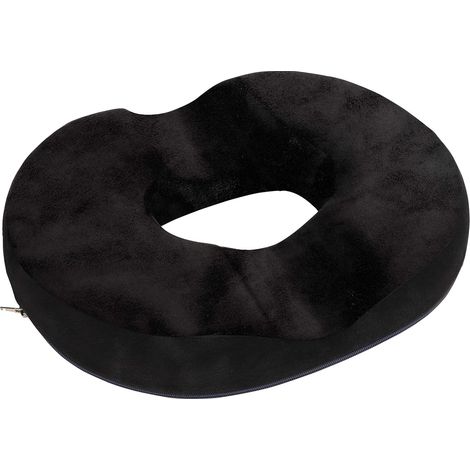 Coussin Assise Mémoire de Forme - 42 x 34 x 7 cm en Velours Noir - Coussin Orthopédique Coccyx pour Soulager Hémorroïdes, Douleurs de la Prostate - pour la Maison, la Voiture, Le Bureau (1/5)