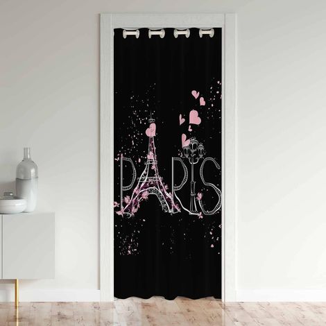 La Tour Eiffel Rideau de Porte 86x203cm Paris Rideaux Interieur Salon Chambre pour Chambre Salon Rideaux Exterieur d'entrée Floral Rideau Occultant - 86L X 203H cm (1 Panneaux) (1/5)