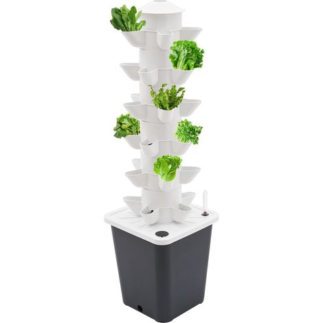 Tour hydroponique Aeroponic Tower Garden - 30 plantes - Système de culture sans terre à 6 niveaux pour l'intérieur - Réservoir d'eau de 10 l - Pompe et accessoires inclus - Idéal pour légumes (1/5)