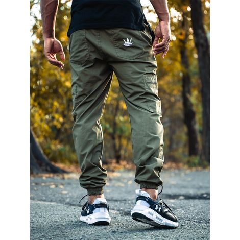 Pantaloni cargo jogger Khaki Jigga Wear Crown Ripstop taglia XL (1/5)