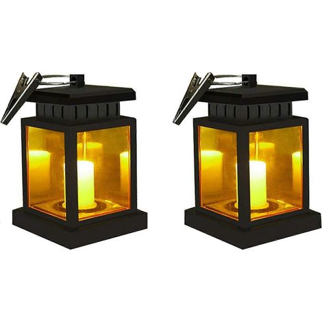 Lanternes solaires d'extérieur, éclairage décoratif à effet flamme vacillante pour jardin et cour - Étanche, lanternes suspendues à énergie solaire avec allumage automatique (1/4)