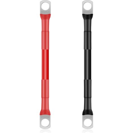 2 Pièces Cable Batterie Voiture 15cm 35mm² Câble Onduleur de Batterie 2AWG 12V avec M8 Cosses à œillets pour Auto Camion Marine Solaire Rouge et Noir (1/5)
