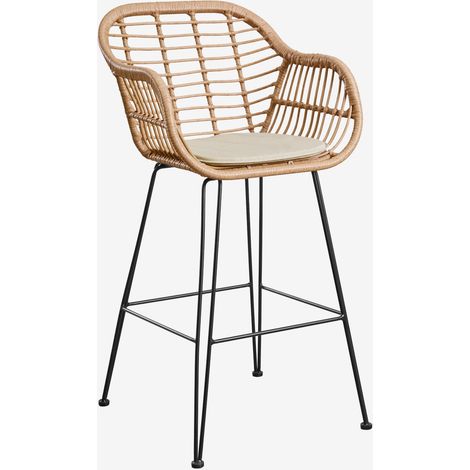 Lot de 4 tabourets hauts en osier synthétique Zole SKLUM  ↑75 cm