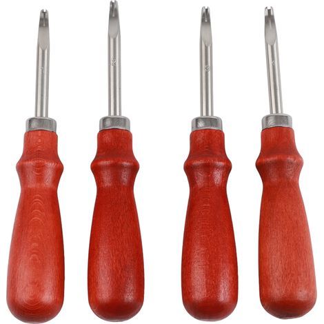 4-teiliges professionelles Lederschneidset mit Holzgriff zum Abschrägen und für Bastelarbeiten (1/5)