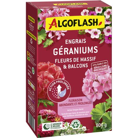 Engrais Géraniums - Fleurs De Massif Et Balcons - Uab 800g Engrais Géraniums - Fleurs De Massif Et Balcons - Uab 800g - Algoflas
