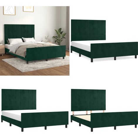 Bettgestell ohne Matratze Dunkelgrün 140x200 cm Samt - Samtbettwäsche - Bettestel - Doppelbett - Boxspringbett - Lattenrost - Home & Living