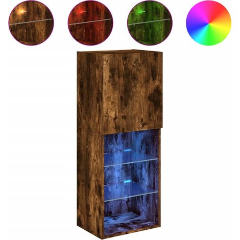 vidaXL Mueble para TV con luces LED roble ahumado 40,5x30x102 cm (1/2)
