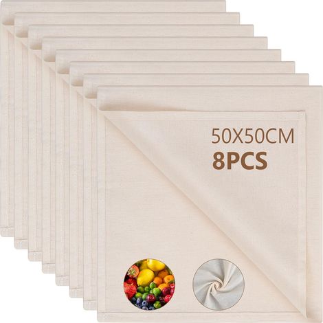 1 Etamine Alimentaire,50x50cm Coton Non Blanchi,Tissu Ourlé Dense,Réutilisable Pour Fromage Jus Épices (1/5)