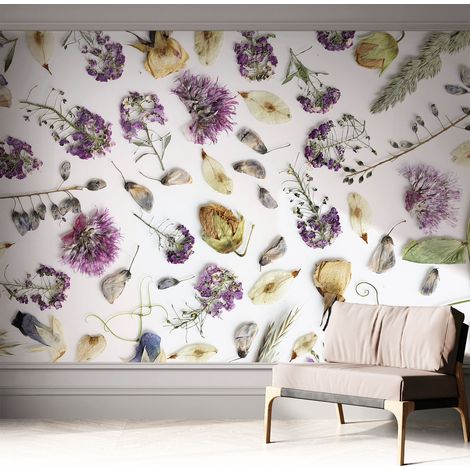 Carta da parati autoadesiva - Fotomurale adesivo - design elegante - stile moderno - Fiori secchi 312x219 cm (1/5)