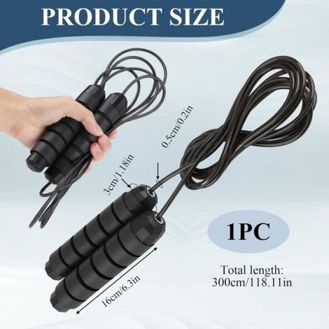 Corde Sauter Pondérée Noire, Corde Sauter Sportive Haute Performance Fitness Entraînement Renforcement Musculaire (1/4)