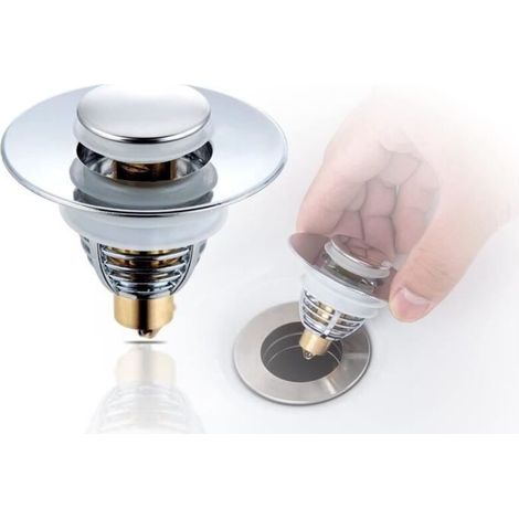 2 PCS Universel Pop-Up Bouchon de Vidange de Lavabo,Fabriqué Laiton et Acier Inoxydable,Peut être Démonté Pour le Nettoyage Co[579] (1/4)