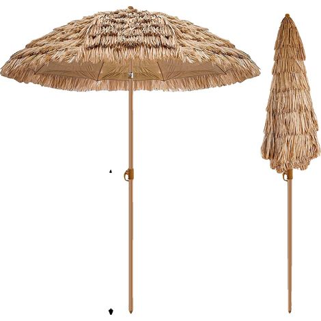 Sombrilla de playa con protección UPF 30, inclinación ajustable, color caqui. (1/2)