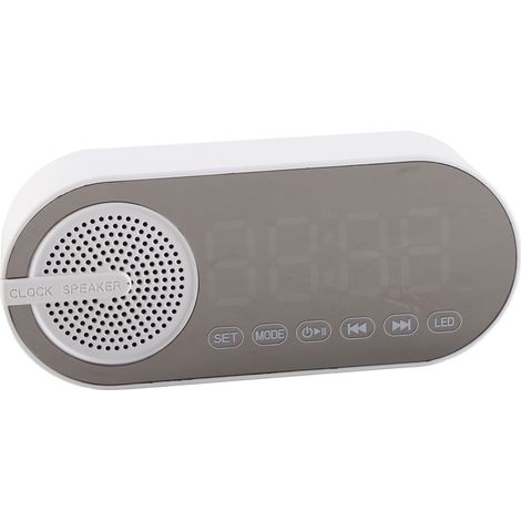 Réveil Bluetooth 5.0 avec Haut-Parleur Miroir, Enceinte Portable Rechargeable pour Camping, Fête et Danse, Blanc (1/5)