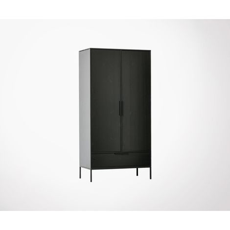 Armoire à linge 180x100cm bois massif fsc MADAM - Woood (1/5)