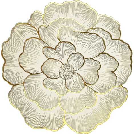Sets de Table Floraux Ronds Lot de 6 Napperons Dorés en Forme de Rose 38cm Set de Table Métallique Tapis de Table de Cuisine Imperméable pour Maison (1/5)