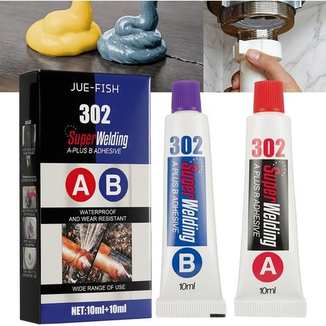 Soudure a Froid Metal, AB Glue Colle Metal Extra Forte Soudures a Froid Aluminium Pâte de Réparation Métals Magic Welding Glue pour Réservoirs Carburant Plomberie Réparer Divers Défauts (1/5)
