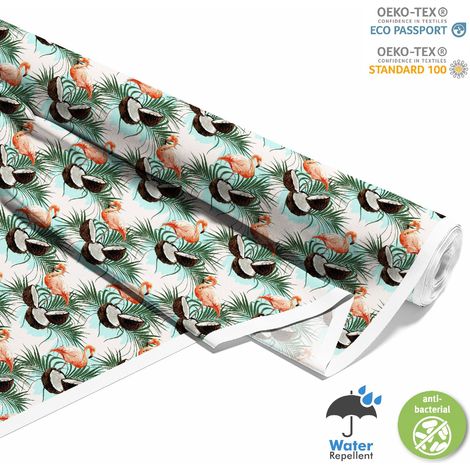 Outdoor-Dekostoffe Oxford - Motiv Flamingo und Kokosnuss (1/5)