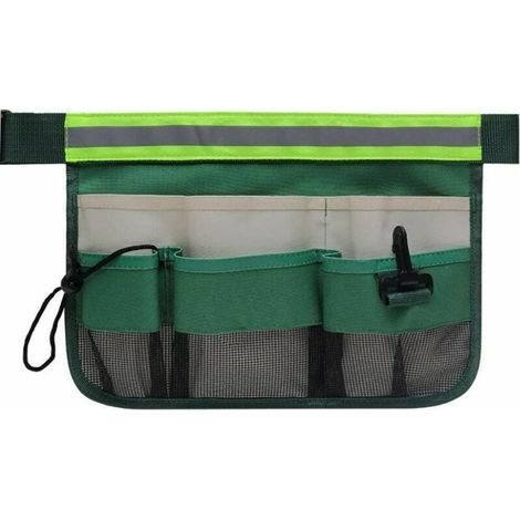 Gardening tool pockets with reflective strip, adjustable hanging garden fanny pack for pliers, wrench, cleaning tool storage bag