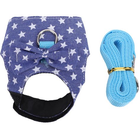 Harnais et laisse pour lapin, gilet confortable et doux, chat, furet, cochon d'Inde, bleu étoilé, taille M (1/5)