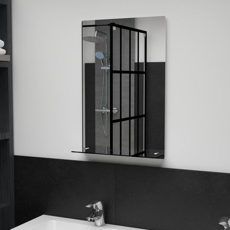 Miroir mural avec étagère Moderne - Miroir de Maquillage - pour Salon, Chambre, Salle de Bain - 40x60 cm Verre trempé Chic-237195 (1/4)